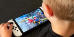 child playing on nintendo switch video game