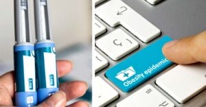 weight loss injection and words "obesity epidemic"